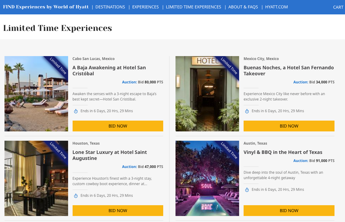 World of hyatt experiences
